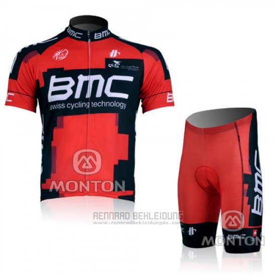 2011 Fahrradbekleidung BMC Rot und Shwarz Trikot Kurzarm und Tragerhose